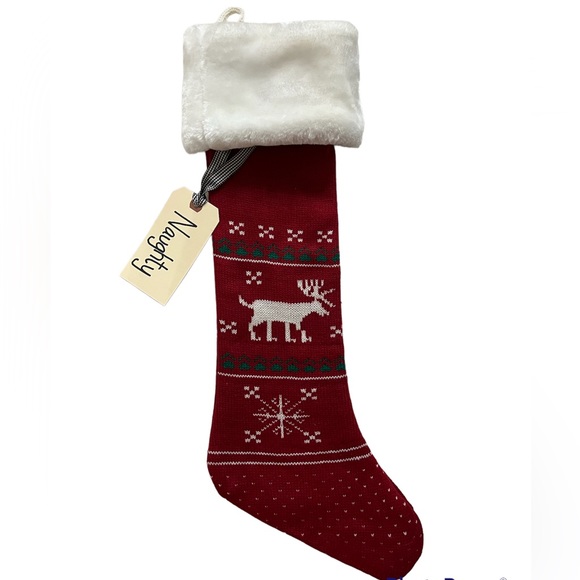 ⭐️ 4/$25 Luxurious Christmas Faux Fur Knit Stocking Red, Fair Isle Style - Picture 3 of 8